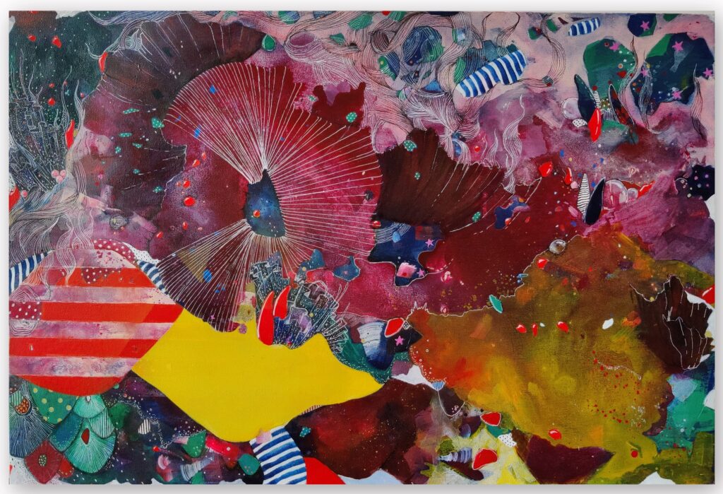 Curiouser & Curiouser_Acrylic and Ink on Canvas_91.44x60.96cm_2020S Art by Asma Kazi