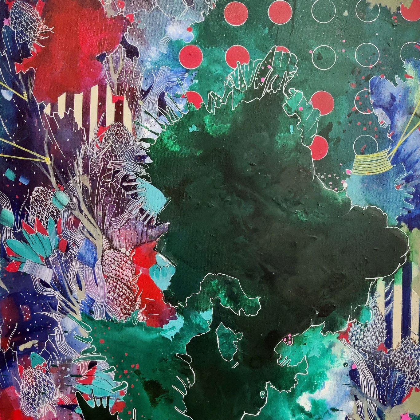 A Carnival in Emerald City_Acrylic and Ink on Canvas_60.96x91.44cm_2020S